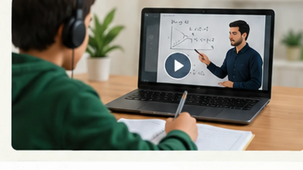 Student participating in a live online class